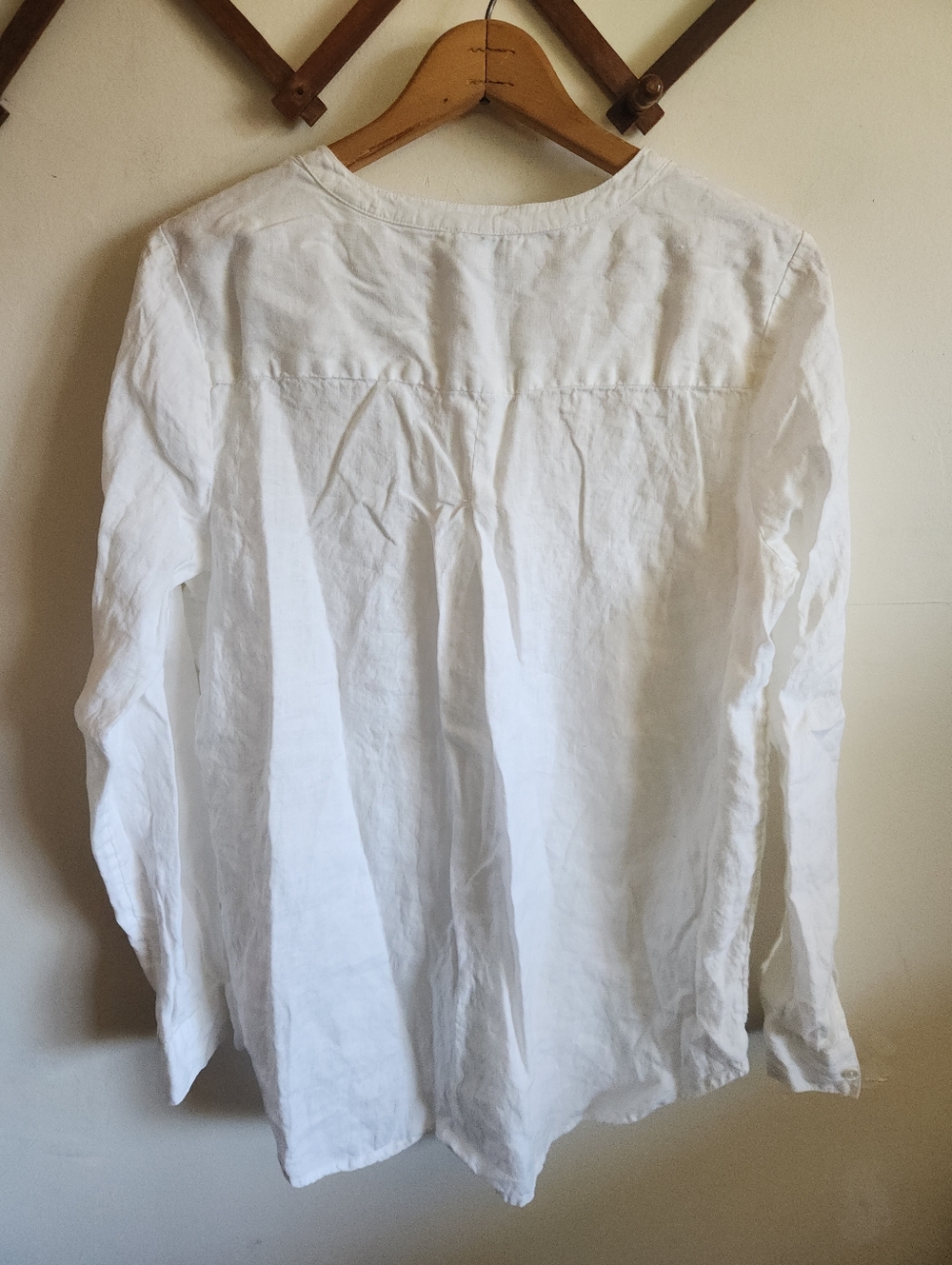 Sundance Linen White Button-Up Pintuck Top Long Sleeve Medium M - Picture 6 of 7